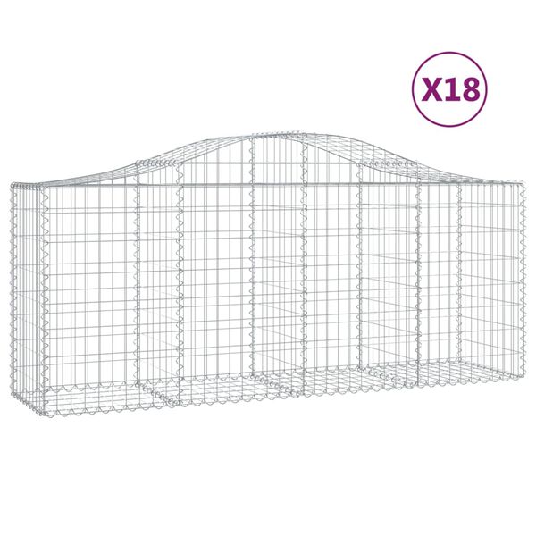 vidaXL Paniers à gabions arqués 18 pcs 200x50x80/100 cm Fer galvanisé