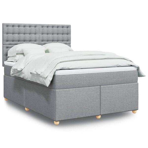 vidaXL Sommier &agrave; lattes de lit avec matelas Gris clair 160x200cm Tissu