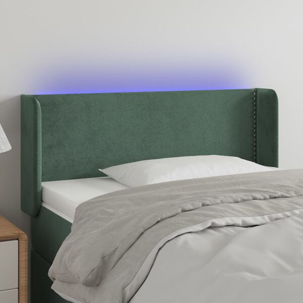 vidaXL T&ecirc;te de lit &agrave; LED Vert fonc&eacute; 83x16x78/88 cm Velours