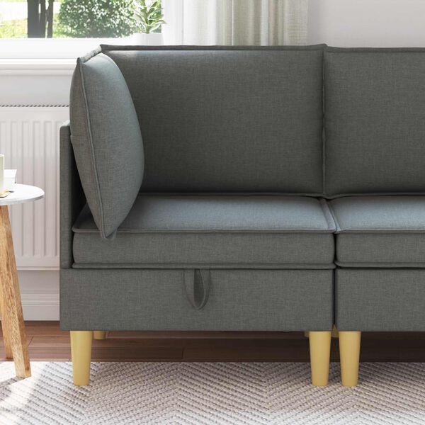 vidaXL Pouf de rangement Gris fonc&eacute;