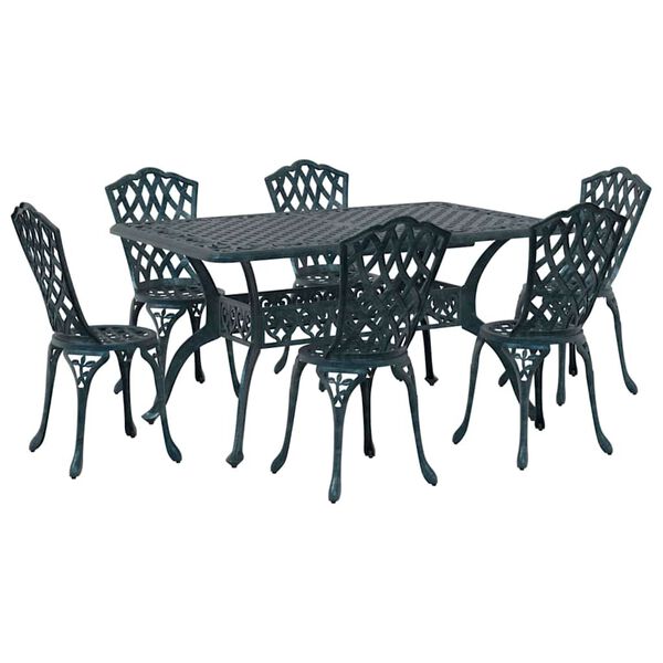 vidaXL Ensemble de salle &agrave; manger pour jardin 7 pcs Vert Aluminium