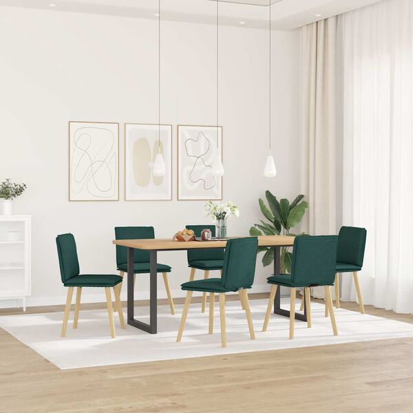 vidaXL Chaises à manger lot de 6 vert foncé tissu
