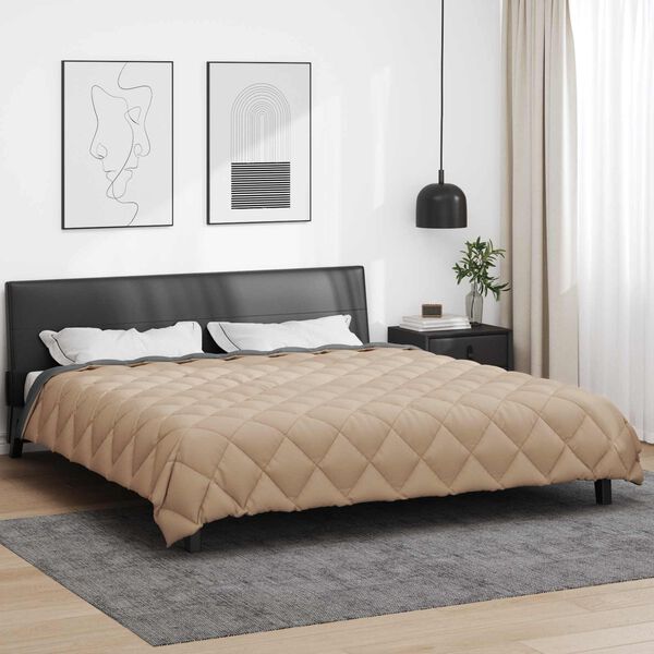 vidaXL Duvet d'hiver Anthracite et Taupe 240 x 200 cm Microfibre