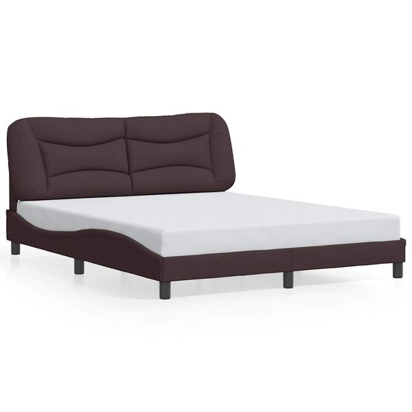 vidaXL Cadre de lit sans matelas Hvar marron fonc&eacute; 160x200 cm tissu