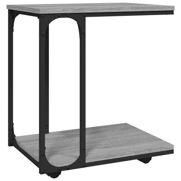 vidaXL Table d'appoint &agrave; roues Sonoma gris 50x35x55,5 cm