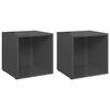 vidaXL Meubles TV 2 pcs gris brillant 37x35x37 cm bois d&rsquo;ing&eacute;nierie