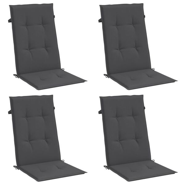 vidaXL Coussins de chaise à dossier haut lot de 4 anthracite mélangé