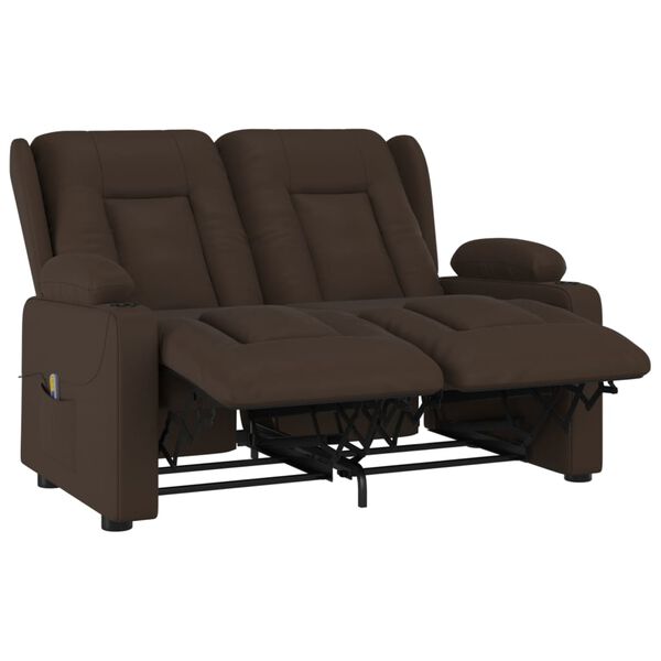 vidaXL Fauteuil inclinable porte-gobelets 2 places marron similicuir