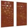 vidaXL D&eacute;corations murales de jardin 2pcs 105x55 cm design de fleur