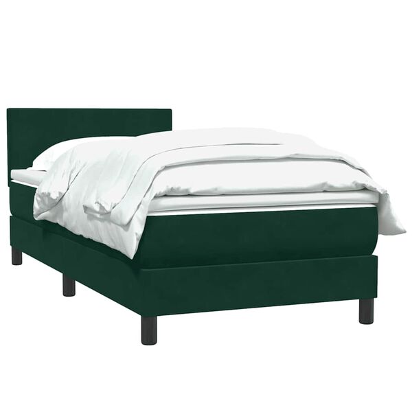 vidaXL Sommier &agrave; lattes de lit et matelas vert fonc&eacute; 80x210 cm velours