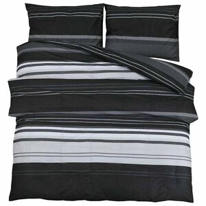 vidaXL 2 pi&egrave;ces 260 x 220 cm + 50 x 75 cm 100% Cotton Black Stripes