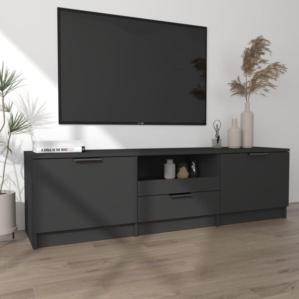 vidaXL Meuble TV Noir 140x35x40 cm Bois d'ingénierie