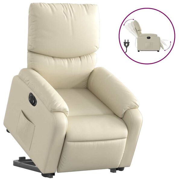 vidaXL Fauteuil inclinable &eacute;lectrique cr&egrave;me similicuir