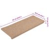 vidaXL Tapis d'escalier auto-adhésifs 15 pcs 65x24,5x3,5 cm Beige