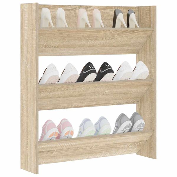 vidaXL Armoire &agrave; chaussures murale ch&ecirc;ne Sonoma bois d'ing&eacute;nierie