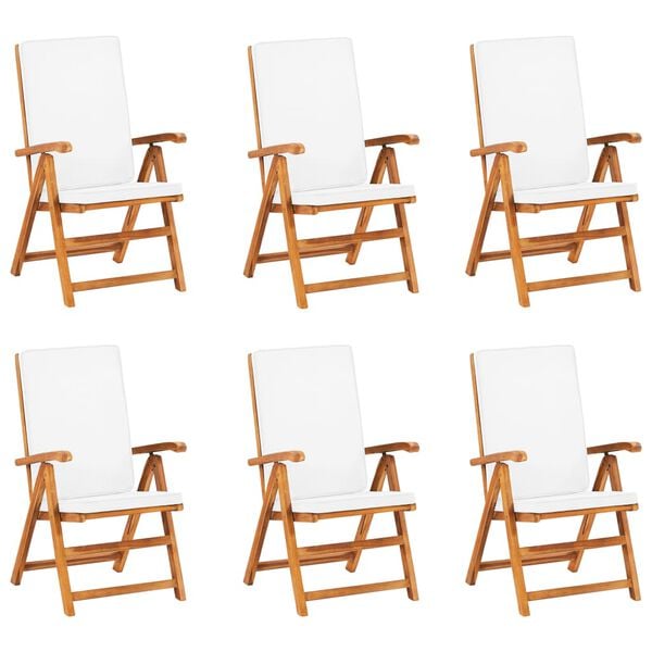 vidaXL Ensemble &agrave; manger de jardin 7 pcs coussins Bois de teck massif