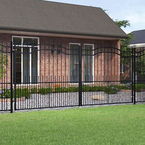 vidaXL Portail de cl&ocirc;ture KAMPEN avec pointe en forme de lance, noir, 394,5 x 172 cm, acier
