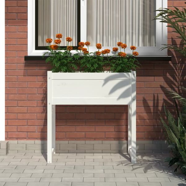 vidaXL Jardini&egrave;re Blanc 78x40x81 cm Bois massif de pin