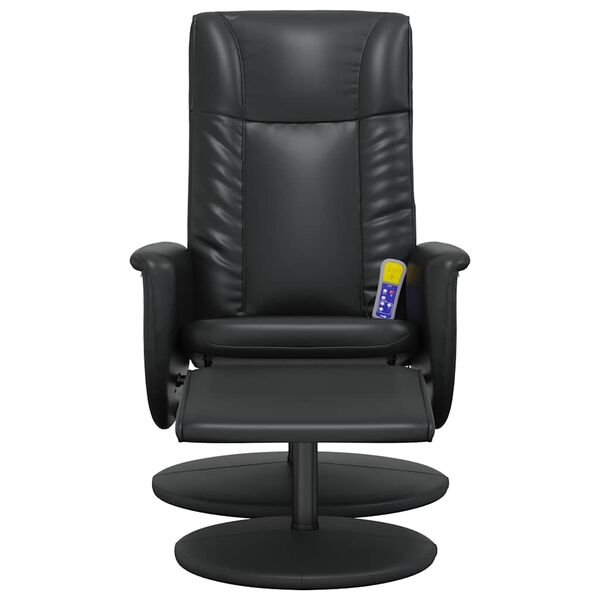 vidaXL Fauteuil inclinable de massage avec repose-pied noir similicuir