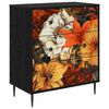 vidaXL Commode GENNEP Impression de lys 66 x 36,5 x 76 cm Ch&ecirc;ne noir
