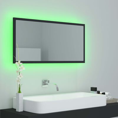 vidaXL Miroir à LED de salle de bain Gris 90x8,5x37 cm Acrylique