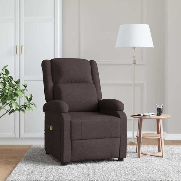 vidaXL Fauteuil de massage Marron fonc&eacute; Tissu