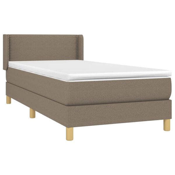 vidaXL Sommier &agrave; lattes de lit avec matelas Taupe 90x200 cm Tissu
