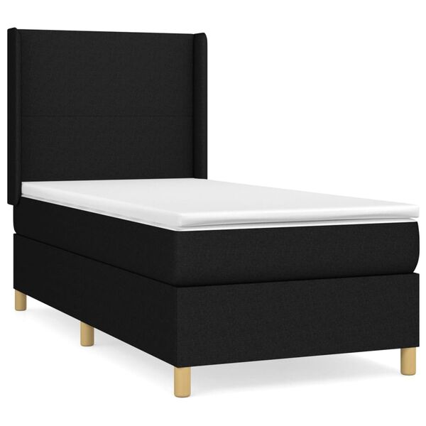 vidaXL Sommier &agrave; lattes de lit avec matelas Noir 100x200 cm Tissu