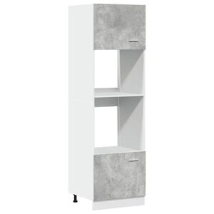 vidaXL Meuble micro-ondes "Lyon" Gris b&eacute;ton 60 x 57 x 207 cm Bois d'ing&eacute;nierie