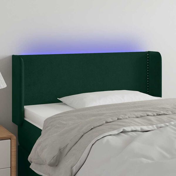 vidaXL T&ecirc;te de lit &agrave; LED Vert fonc&eacute; 93x16x78/88 cm Velours
