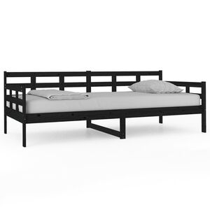 vidaXL Lit de jour sans matelas noir bois de pin massif 90x200 cm