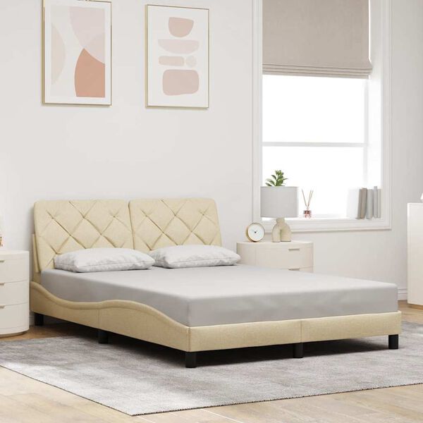 vidaXL Cadre de lit sans matelas cr&egrave;me 120x200 cm tissu