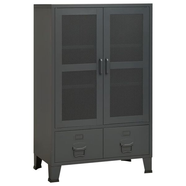 vidaXL Coffre de rangement industriel Anthracite 70x40x115 cm M&eacute;tal