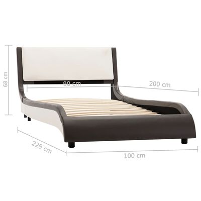 vidaXL Cadre de lit avec LED Gris et blanc Similicuir 90x200 cm