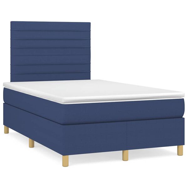 vidaXL Sommier &agrave; lattes de lit matelas et LED bleu 120x190 cm tissu