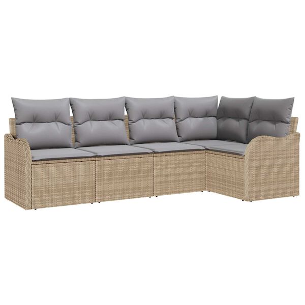 vidaXL Ensemble de canap&eacute; de jardin Beige polyrotin