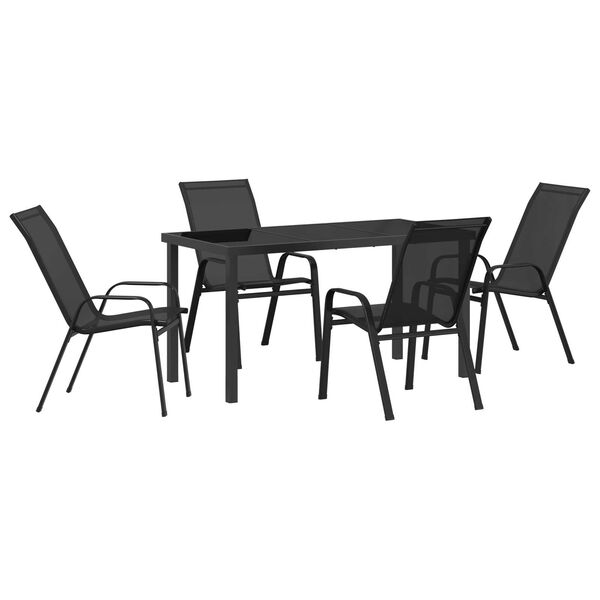 vidaXL Ensemble de salle &agrave; manger pour jardin 5 pcs Noir