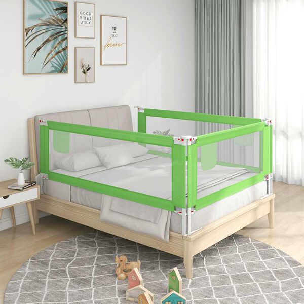 vidaXL Barri&egrave;re de s&eacute;curit&eacute; de lit d'enfant Vert 120x25 cm Tissu