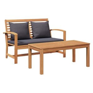 vidaXL banc Brun et gris fonc&eacute; 110 x 66 x 76 cm Bois de teck massif