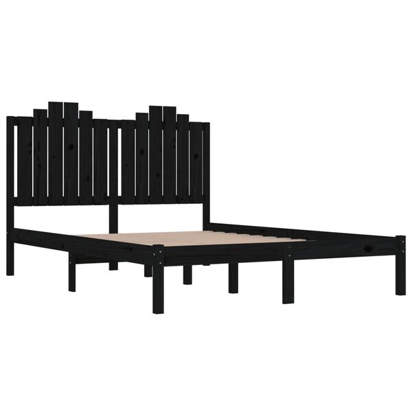 vidaXL Cadre de lit sans matelas noir bois massif 140x190 cm