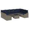 vidaXL Ensemble de canap&eacute; de jardin 10 pcs Gris et marine polyrotin