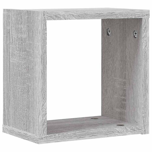 vidaXL &Eacute;tag&egrave;res Murales avec &eacute;tag&egrave;re 4 pcs Gris Sonoma 26 x 15 x 26 cm
