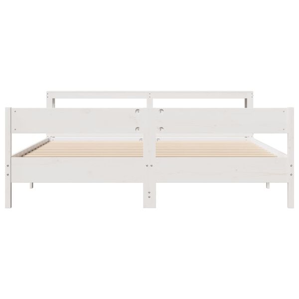 vidaXL Cadre de lit sans matelas blanc 200x200 cm bois massif de pin