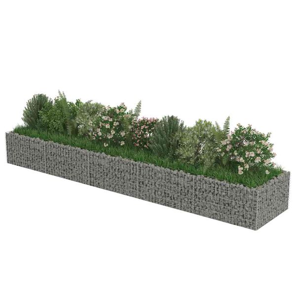 vidaXL Lit sur&eacute;lev&eacute; &agrave; gabion Acier galvanis&eacute; 450x90x50 cm