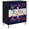 vidaXL Commode MAINZ Imprim&eacute; floral 66 x 36,5 x 76 cm Ch&ecirc;ne noir