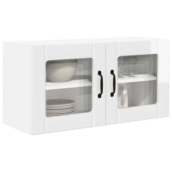 vidaXL Armoire de cuisine avec &eacute;tag&egrave;re Blanc brillant 80 x 31 x 40 cm