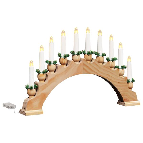 vidaXL Arche de Bougies de Noël avec 10 Bougies LED Marron