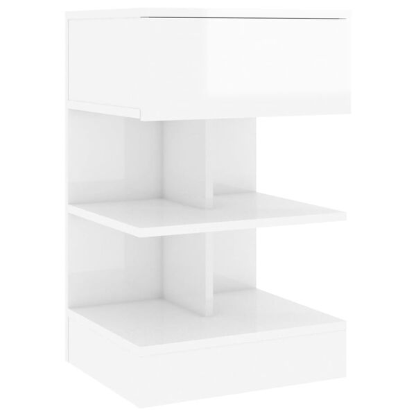 vidaXL Table de chevet Blanc brillant 40x35x65 cm Bois d&rsquo;ing&eacute;nierie