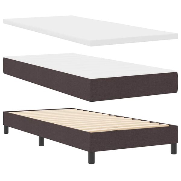 vidaXL Lit boxspring avec matelas Marron fonc&eacute; 90 x 200 cm