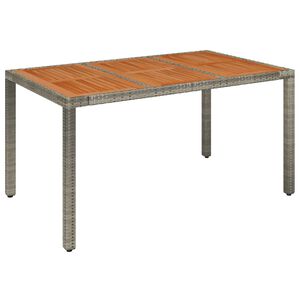 vidaXL Table de jardin dessus en bois Gris 150x90x75 cm R&eacute;sine tress&eacute;e